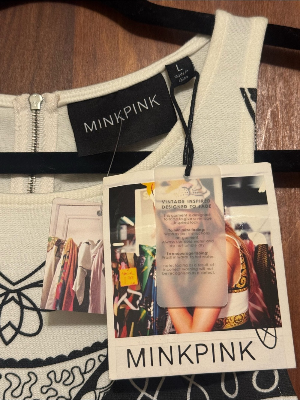 MINKPINK Women’s Bodycon Y2K Geometric Mini Dress Size Large - Picture 4 of 7